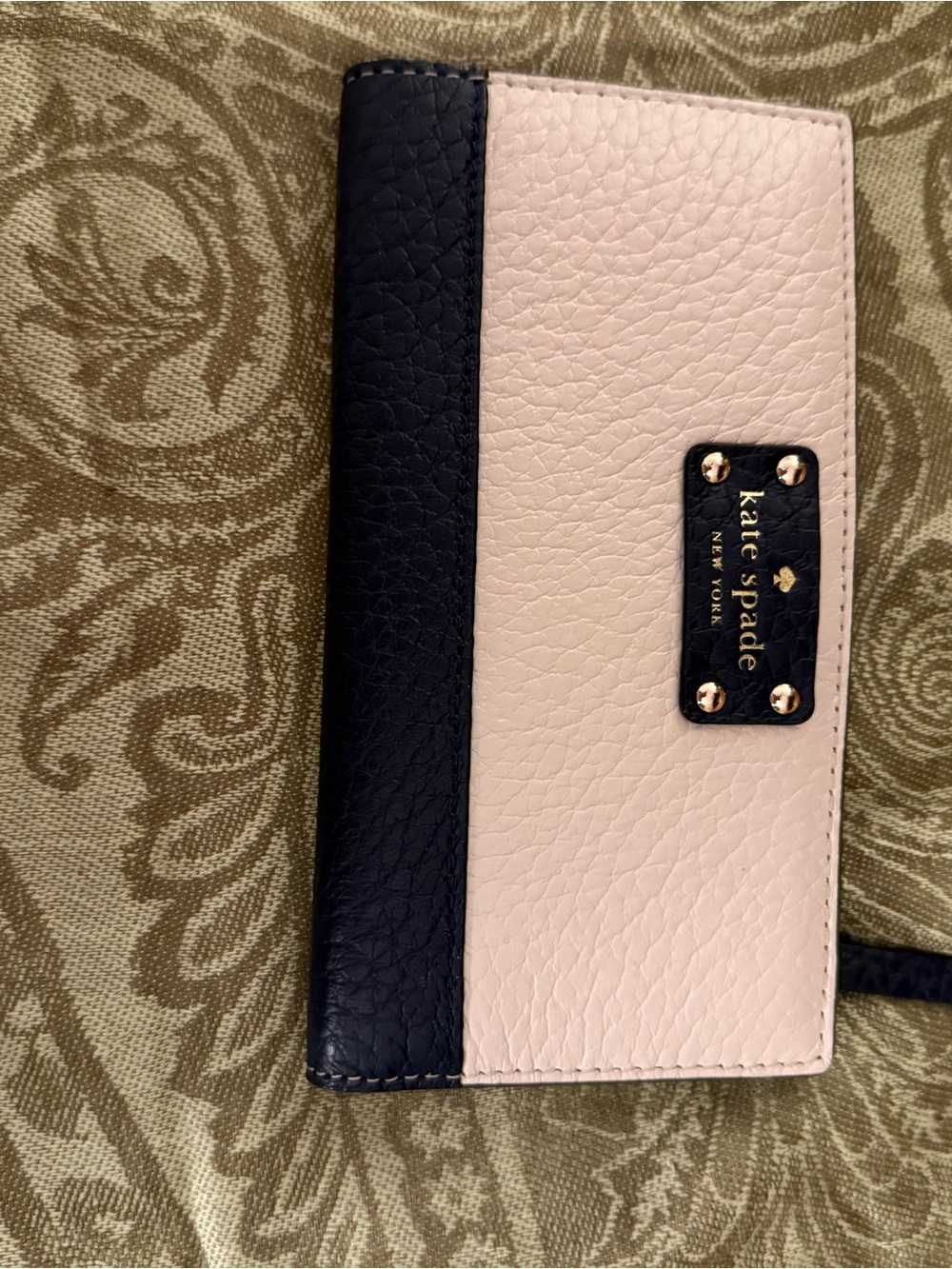 kate spade Two-Tone Pink and Black Pebbled Leather Wristlet